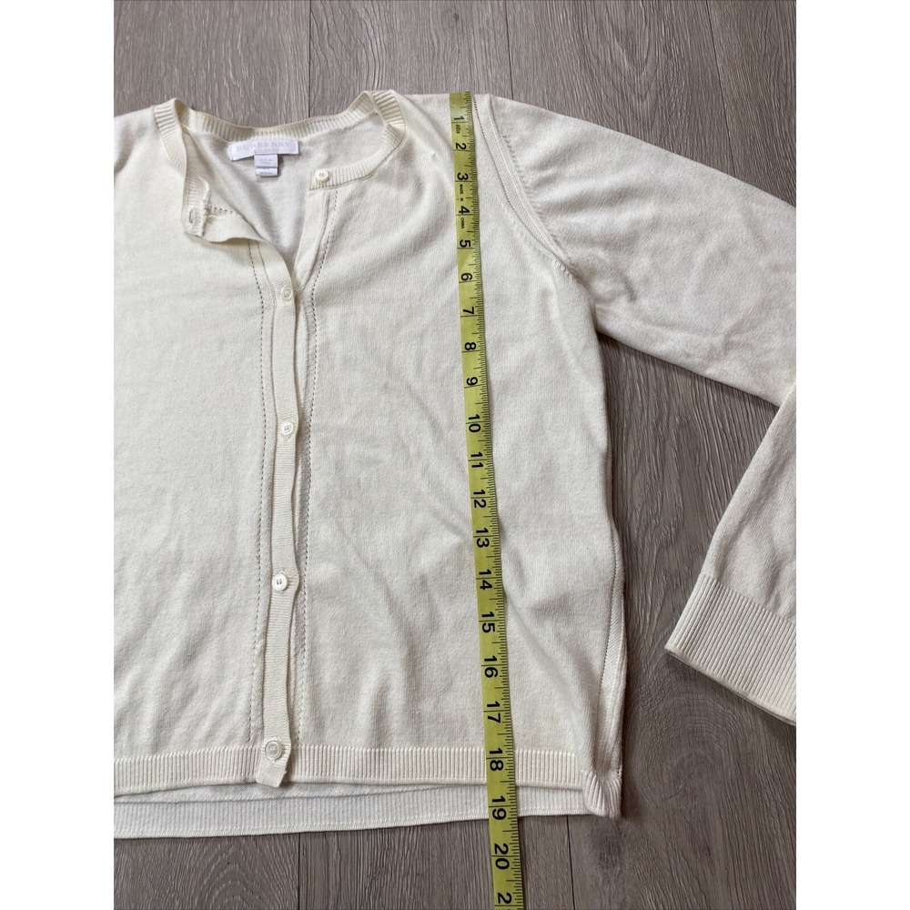 Burberry Children's Classic Cardigan Size 14 Ivory Color Button Down Cotton - Picture 5 of 9